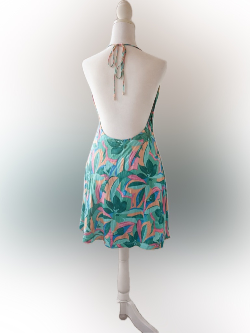 Hello Molly Halter Mini Dress Vacation Pool Open Back Size L US 8 Large